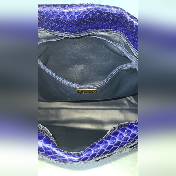 Vintage Blue "Snakeskin" Clutch By Clemente - Picture 12 of 13